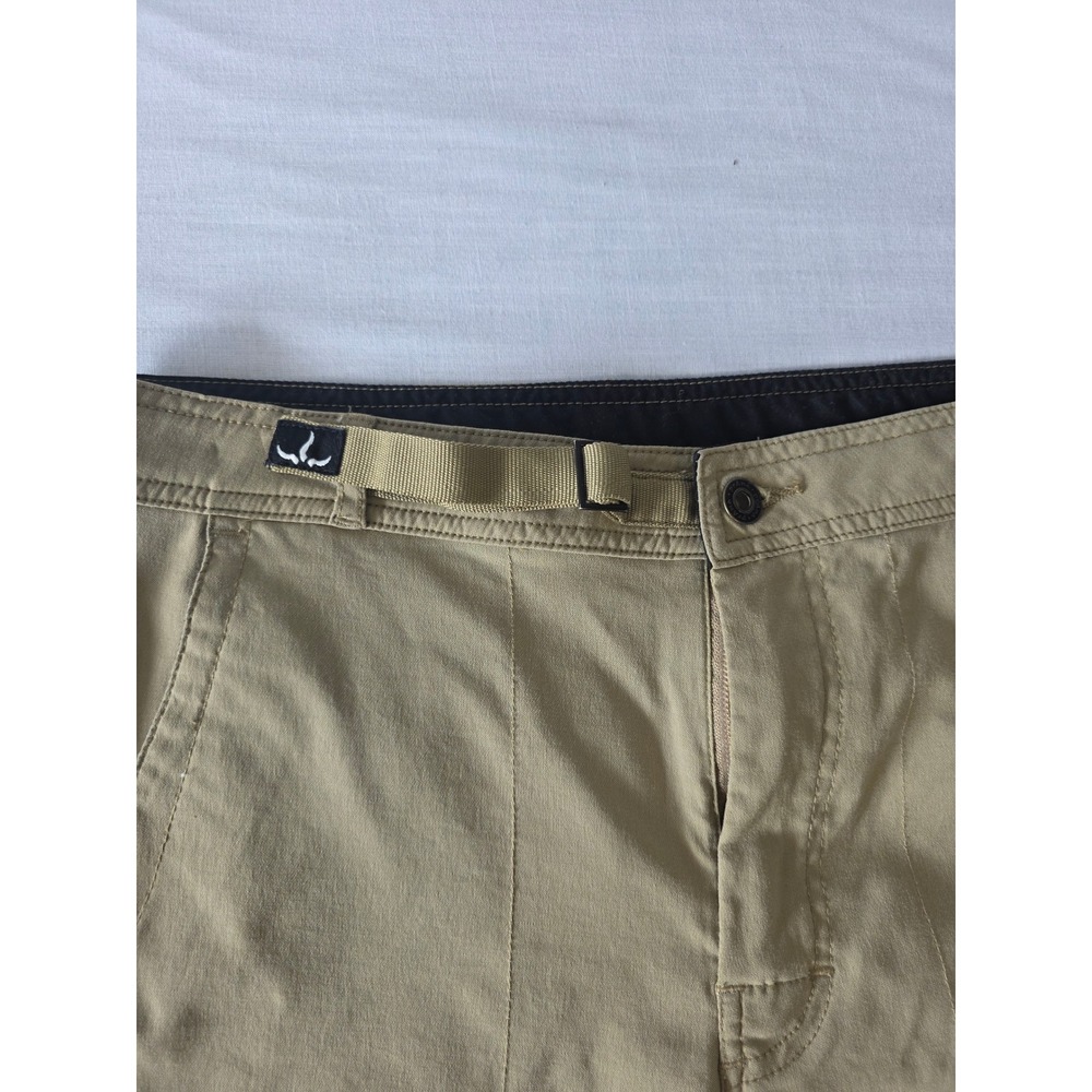 Prana Zion Cargo Shorts Stretch Nylon Belted Khaki Mens Size Medium Hiking Trail - Picture 2 of 8